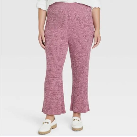 Ava + Viv High Rise Mauve Ribbed Sweater Pants, Size 2X, NWT - Picture 2 of 10